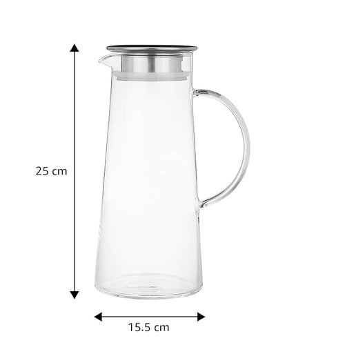 Borosilicate Glass Jug 1370ml - Compact Serving Solution | Ideal for Daily Use & Small Families | Oven & Fridge Safe | Sturdy No-Slip Handle | Timeless Transparent Design